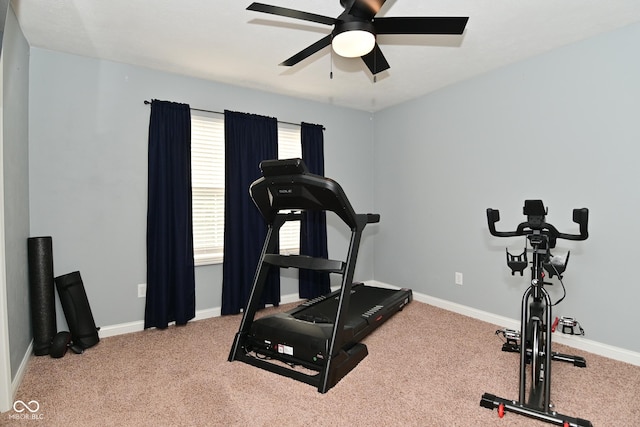 1744 Salina Dr, Avon, IN 46123 - workout area featuring carpet floors and a ceiling fan