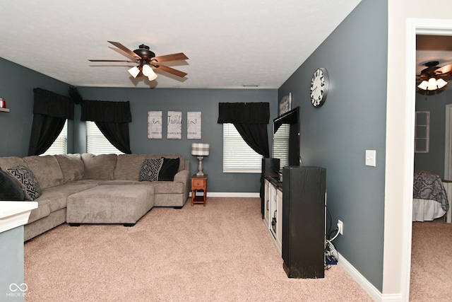 1744 Salina Dr, Avon, IN 46123 - carpeted living room with ceiling fan and baseboards