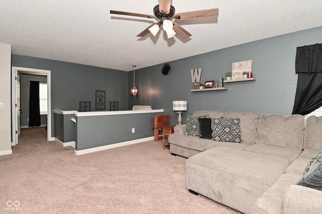 1744 Salina Dr, Avon, IN 46123 - living room featuring carpet floors and ceiling fan