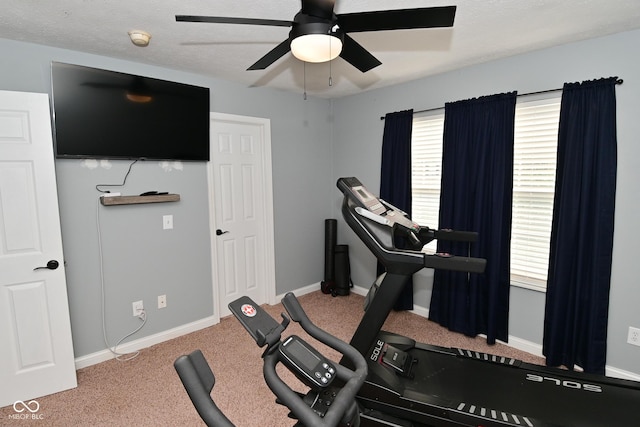 1744 Salina Dr, Avon, IN 46123 - workout area featuring carpet and ceiling fan
