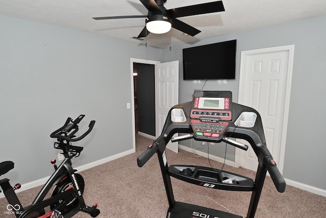 1744 Salina Dr, Avon, IN 46123 - workout room featuring carpet and a ceiling fan