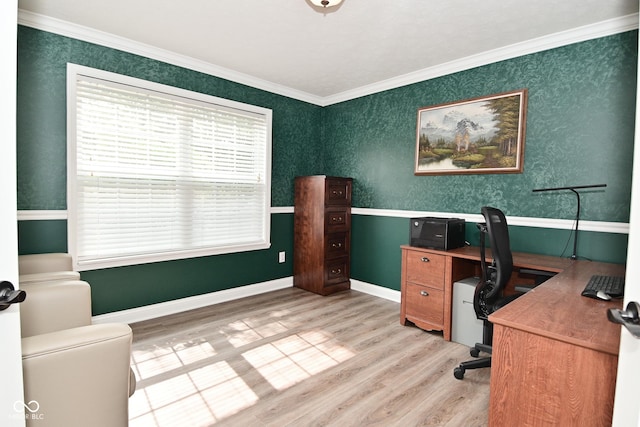 1744 Salina Dr, Avon, IN 46123 - office area featuring light wood finished floors and ornamental molding
