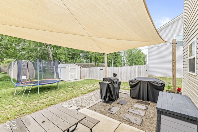 126 Winding Brook Way, Pendleton, IN 46064 - view of patio / terrace featuring area for grilling and a trampoline