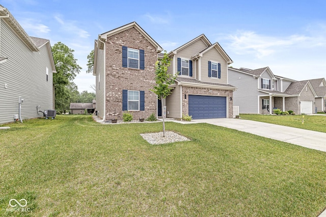 126 Winding Brook Way, Pendleton, IN 46064 - view of front of home with brick siding, central AC, concrete driveway, and an attached garage