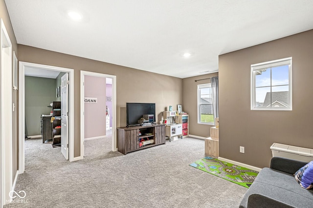 126 Winding Brook Way, Pendleton, IN 46064 - game room with carpet floors, baseboards, and recessed lighting