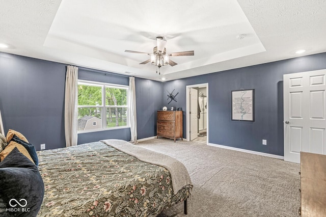 126 Winding Brook Way, Pendleton, IN 46064 - bedroom with a raised ceiling, carpet flooring, baseboards, a textured ceiling, and recessed lighting