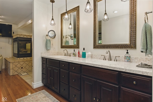 9550 E State Road 46, Bloomington, IN 47401 - full bath with double vanity and wood finished floors