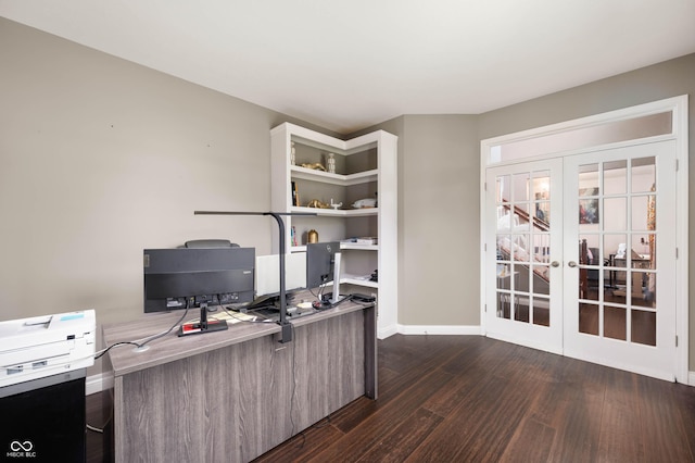 1143 Hampton Dr, Greenwood, IN 46143 - office area featuring dark wood-style floors and french doors
