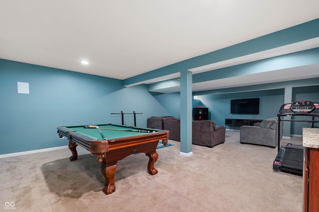 1143 Hampton Dr, Greenwood, IN 46143 - rec room with pool table and carpet floors