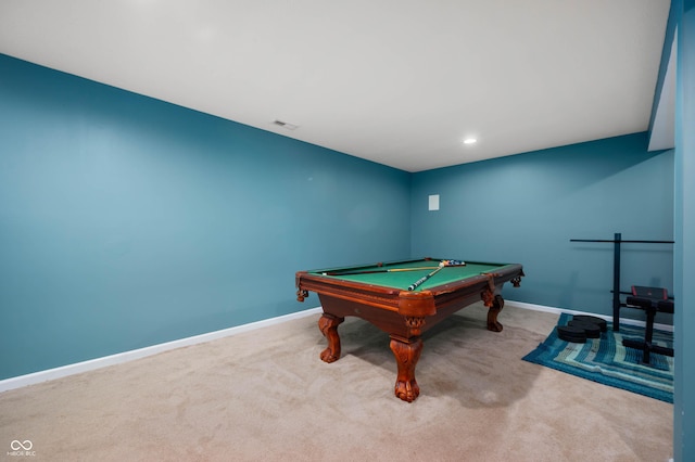 1143 Hampton Dr, Greenwood, IN 46143 - game room with carpet flooring, billiards, and recessed lighting