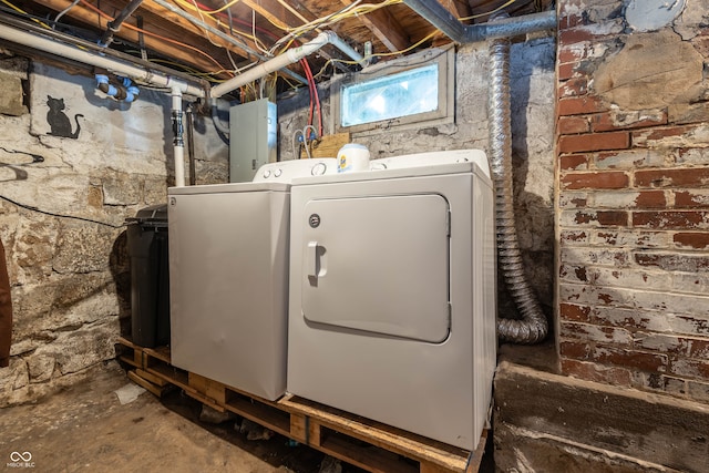 308 S Madison St, Bloomington, IN 47403 - laundry area featuring washing machine and clothes dryer and electric panel