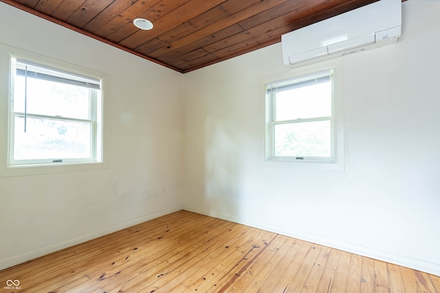 308 S Madison St, Bloomington, IN 47403 - empty room with a wall unit AC, wooden ceiling, baseboards, and hardwood / wood-style flooring