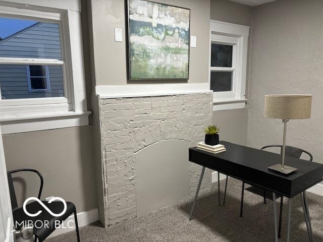 2720 S Taft Ave, Indianapolis, IN 46241 - home office featuring carpet floors and a fireplace