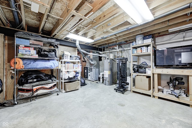 10717 Windermere Blvd, Fishers, IN 46037 - unfinished basement featuring water heater and heating unit