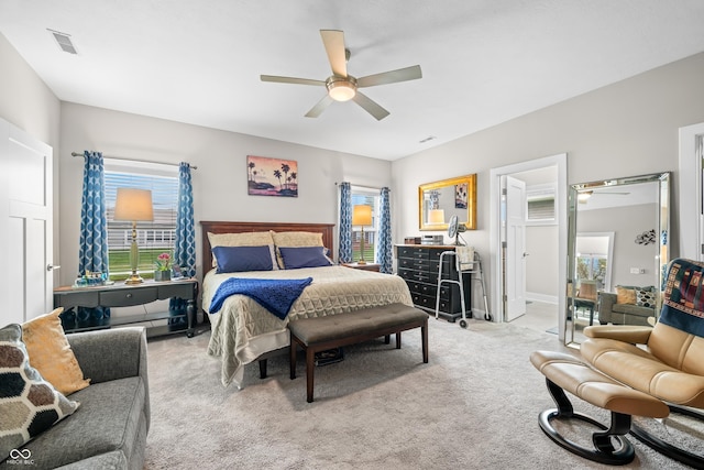 655 N Sobota Way, Trafalgar, IN 46181 - bedroom with light colored carpet and a ceiling fan