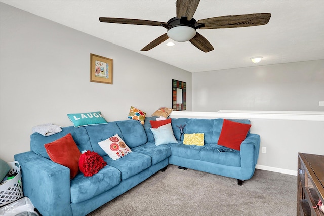 10902 Jimmy Lake Dr, Indianapolis, IN 46239 - living area with a ceiling fan, carpet floors, and recessed lighting