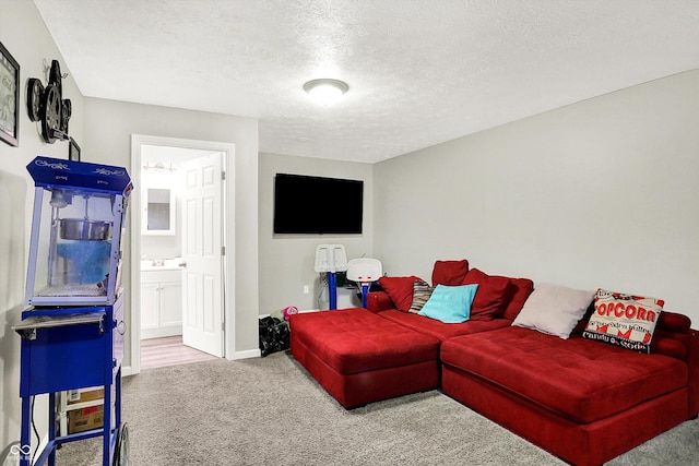10902 Jimmy Lake Dr, Indianapolis, IN 46239 - carpeted living room featuring a textured ceiling and baseboards