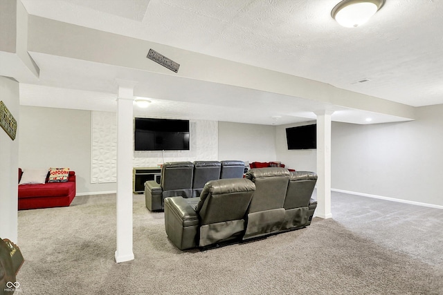10902 Jimmy Lake Dr, Indianapolis, IN 46239 - carpeted living area with baseboards and a textured ceiling