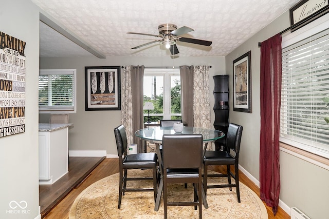 6180 Winnpeny Ln, Indianapolis, IN 46220 - dining room featuring baseboard heating, healthy amount of natural light, baseboards, and a textured ceiling