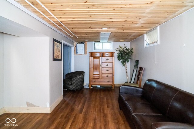 6180 Winnpeny Ln, Indianapolis, IN 46220 - sitting room featuring wooden ceiling and wood finished floors