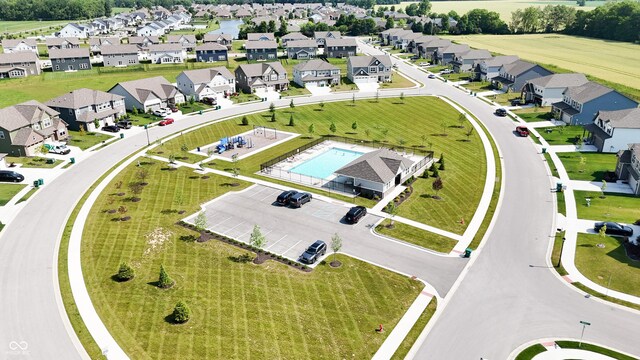 2358 S Stonehill Way, New Palestine, IN 46163 - aerial perspective of suburban area featuring a pool area