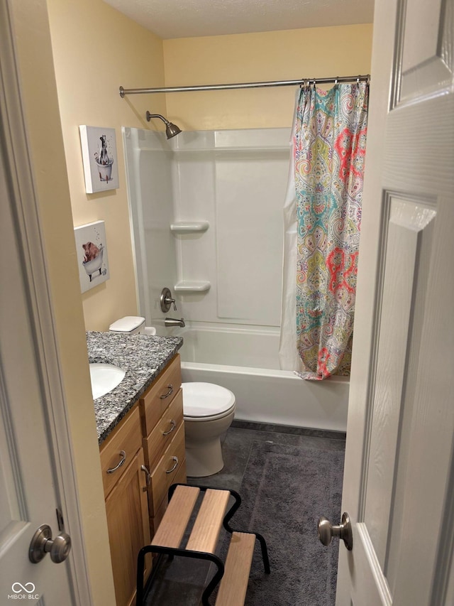 8926 Durban Ct, Indianapolis, IN 46234 - bathroom featuring toilet, shower / tub combo, and vanity