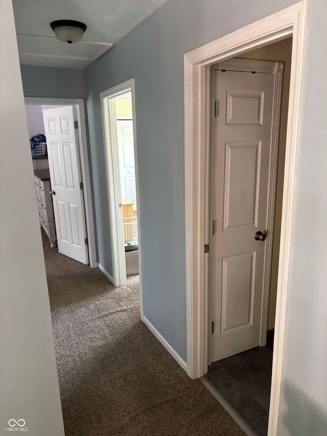 8926 Durban Ct, Indianapolis, IN 46234 - hallway with dark carpet and baseboards
