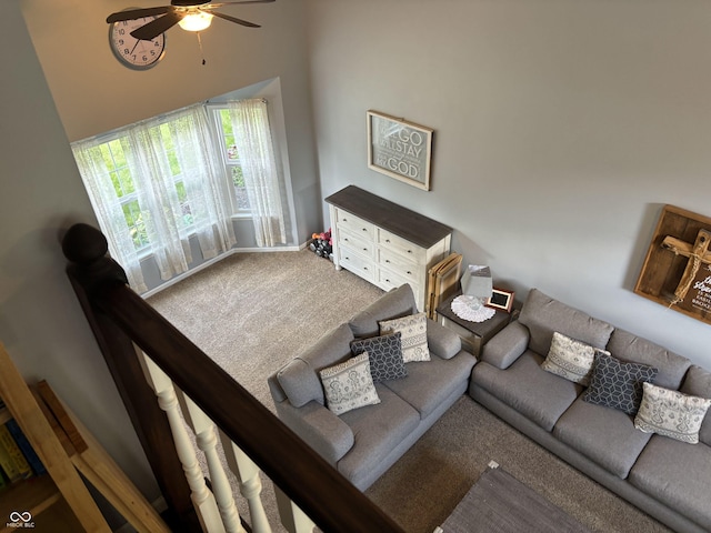 8926 Durban Ct, Indianapolis, IN 46234 - carpeted living room with ceiling fan
