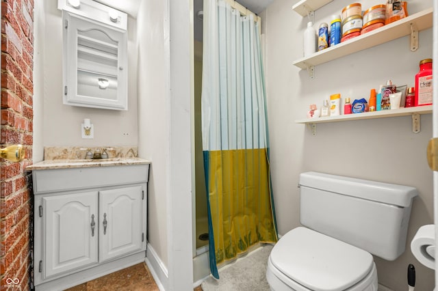 379 N Marion St, Morgantown, IN 46160 - full bathroom with toilet, vanity, and curtained shower