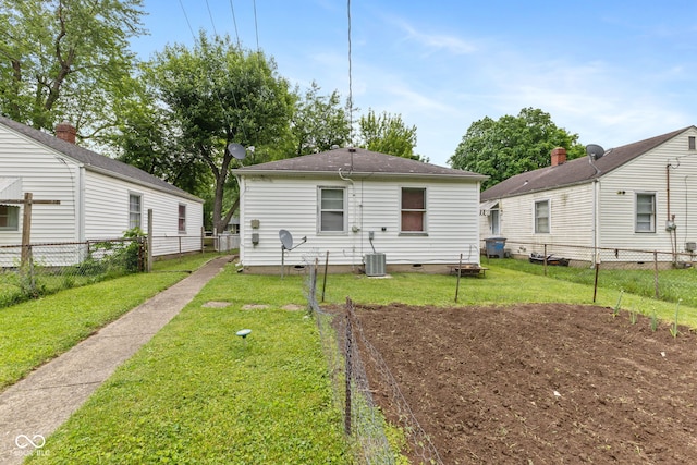 1116 N Berwick Ave, Indianapolis, IN 46222 - rear view of house with crawl space and central AC unit