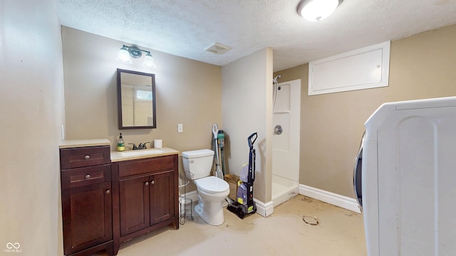 311 S 6th Ave, Beech Grove, IN 46107 - full bath with washer / dryer, toilet, concrete floors, a shower stall, and vanity