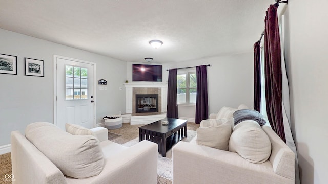 311 S 6th Ave, Beech Grove, IN 46107 - living area with plenty of natural light, a fireplace, carpet flooring, and baseboards