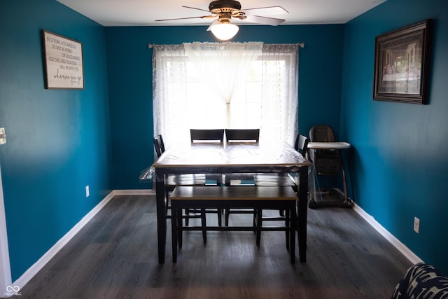 6801 Shalimar Ct, Indianapolis, IN 46214 - dining space featuring a ceiling fan and dark wood finished floors