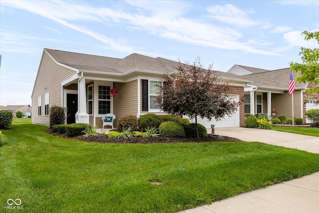 12820 Gloria Dr, Fishers, IN 46037 - view of front of property with concrete driveway, a garage, and a front lawn