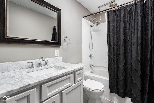 258 N Green Springs Rd, Indianapolis, IN 46214 - full bathroom featuring vanity, shower / bath combo with shower curtain, and toilet