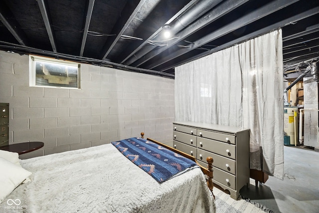 527 E 125 S, Williamsport, IN 47993 - bedroom with gas water heater and unfinished concrete floors