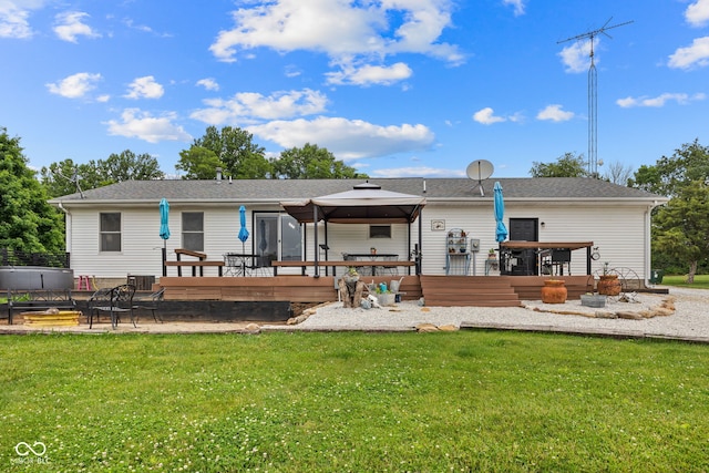 527 E 125 S, Williamsport, IN 47993 - back of house with a deck, a yard, a gazebo, and cooling unit