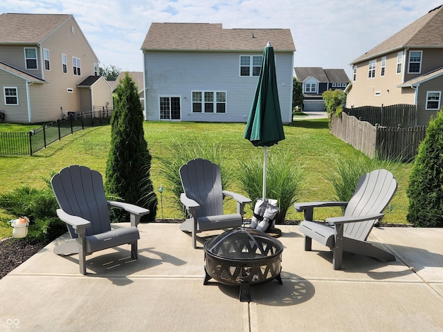 6731 Keepsake Dr, Whitestown, IN 46075 - view of patio with a fire pit and a residential view
