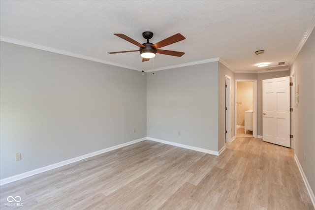 8955 Stonegate Rd Unit A, Indianapolis, IN 46227 - spare room featuring light wood-style floors, ornamental molding, ceiling fan, and a smoke detector
