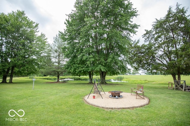 2640 E County Road 600 S, North Vernon, IN 47265 - view of green lawn with an outdoor fire pit