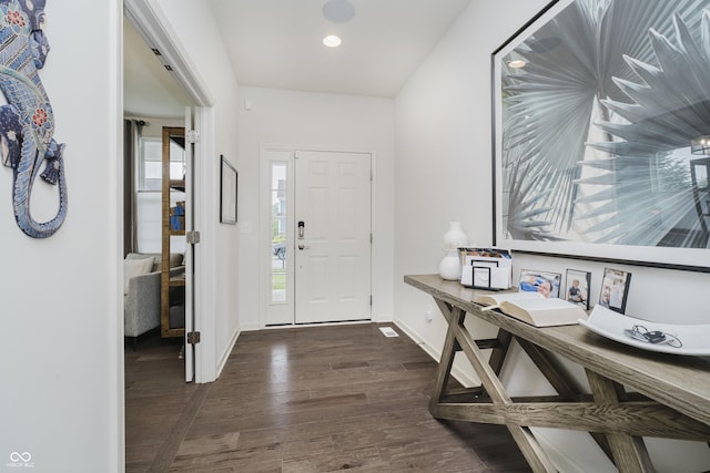 15598 Memorial Way, Fishers, IN 46037 - entrance foyer featuring dark wood-style flooring and recessed lighting