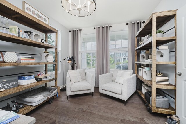 15598 Memorial Way, Fishers, IN 46037 - living area with a chandelier and dark wood-style flooring