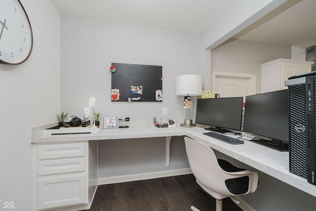 15598 Memorial Way, Fishers, IN 46037 - office area featuring built in desk and dark wood finished floors