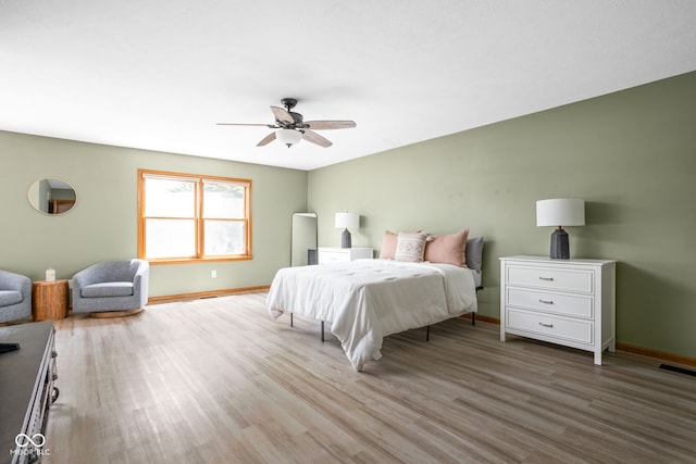 5695 N Red Oak Dr, Greenfield, IN 46140 - bedroom featuring wood finished floors and ceiling fan