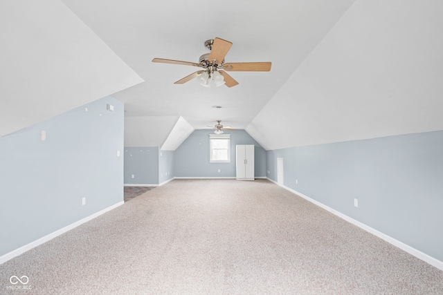 5695 N Red Oak Dr, Greenfield, IN 46140 - bonus room with carpet, ceiling fan, and vaulted ceiling