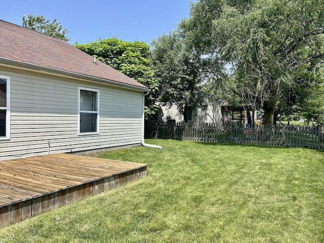 12307 Chiseled Stone Dr, Fishers, IN 46037 - view of yard featuring a wooden deck