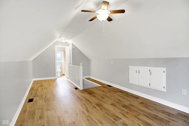 6644 Mcfarland Rd, Indianapolis, IN 46227 - bonus room with light wood-style flooring, vaulted ceiling, and a ceiling fan