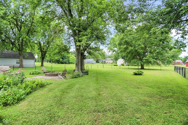 6644 Mcfarland Rd, Indianapolis, IN 46227 - fenced backyard with a fire pit