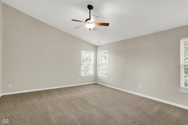 1343 Turfway Dr, Avon, IN 46123 - unfurnished room with a ceiling fan, plenty of natural light, lofted ceiling, and carpet floors