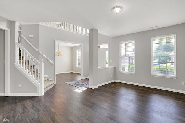1343 Turfway Dr, Avon, IN 46123 - foyer featuring wood finished floors, stairs, and a chandelier